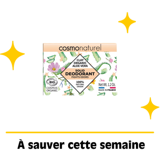 Déodorant solide tapioca aloe certifié Cosmos Organic