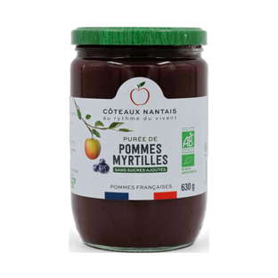 Purée de pommes myrtilles bio