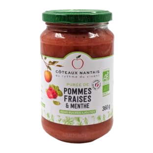 Purée pommes fraises menthe bio