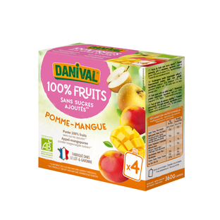 Compotes en Gourde Pomme Mangue - 4x90g Bio