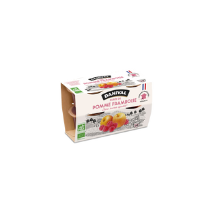 Purée 100% fruits pomme framboise bio - 4x100g