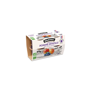 Purée 100% fruits pomme myrtille bio - 4x100g