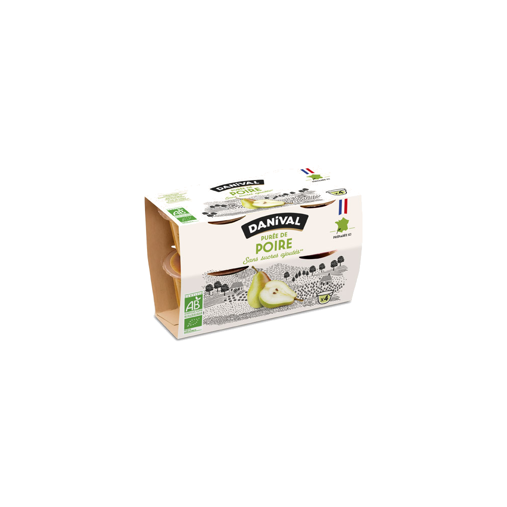 Purée 100% fruits pomme poire bio - 4x100g