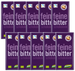 Bio Schokolade Feine Bitter, vegan, Karton 10 Stk.