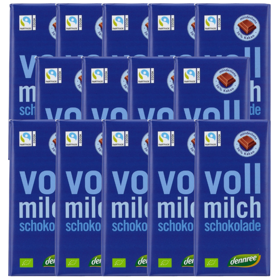 Bio Schokolade Vollmilch, Karton 14 Stk.