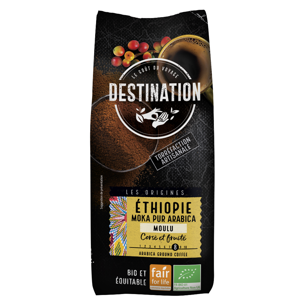 Café moulu Moka pur arabica Ethiopie bio équitable