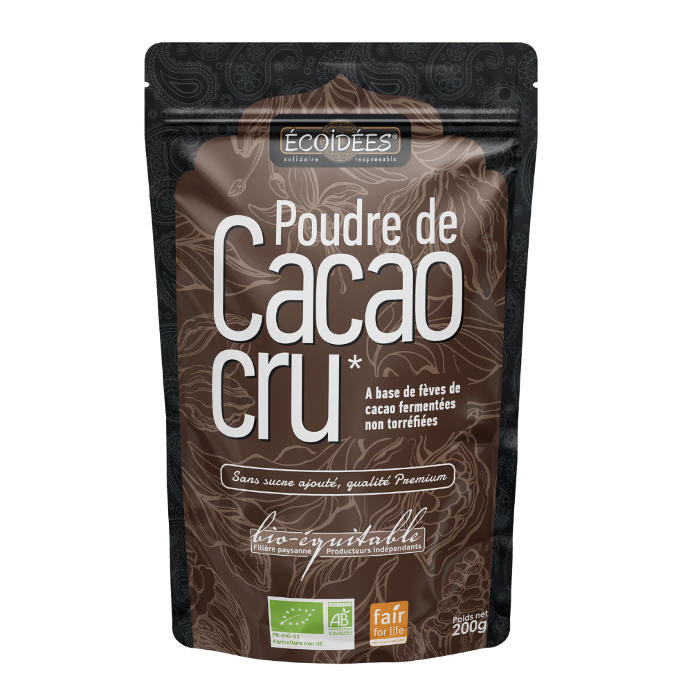 Poudre de cacao cru bio et équitable
