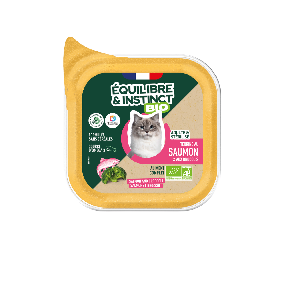 Terrine pour chat saumon et brocolis bio
