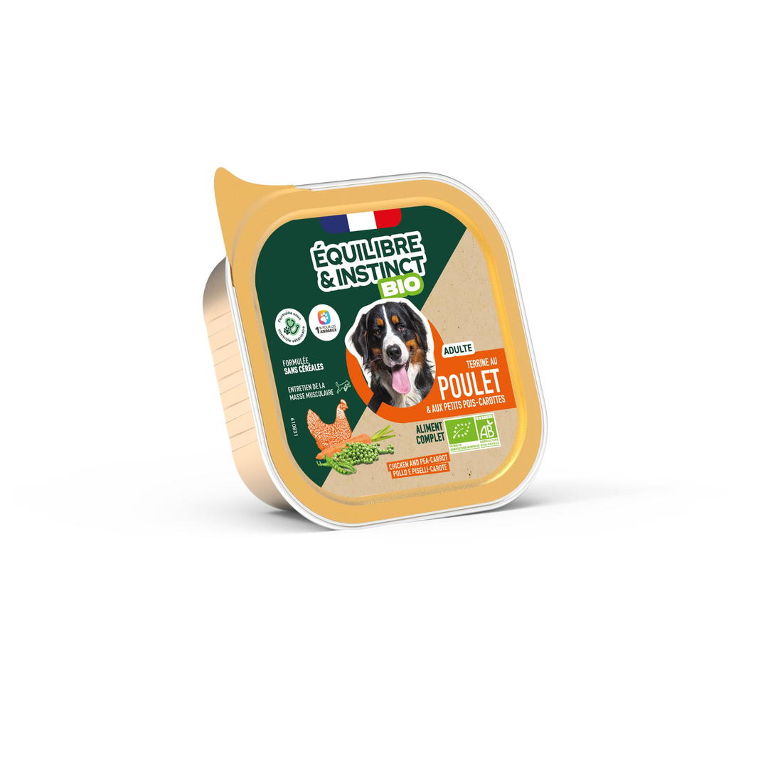 Terrine pour chien adulte poulet bio