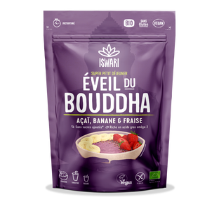 Petit déjeuner éveil du bouddha açaï banane et fraise bio
