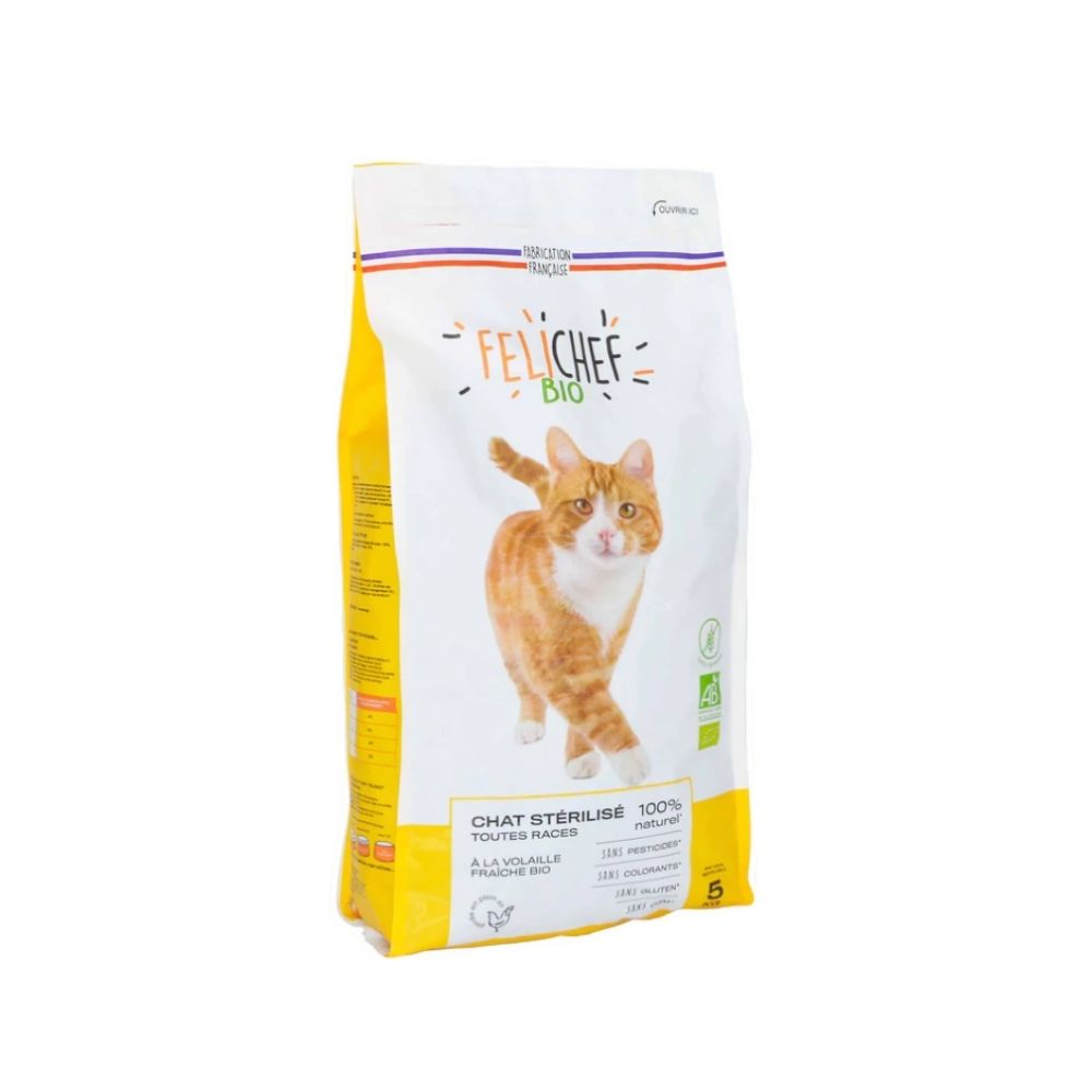 Croquettes chat adulte stérilisé sans céréales bio