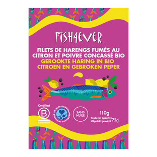Filets de harengs fumés au citron et poivre concassé bio