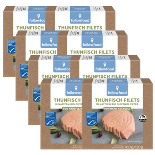Thunfisch Filets in Bio-Olivenöl, Karton 8 Stk.
