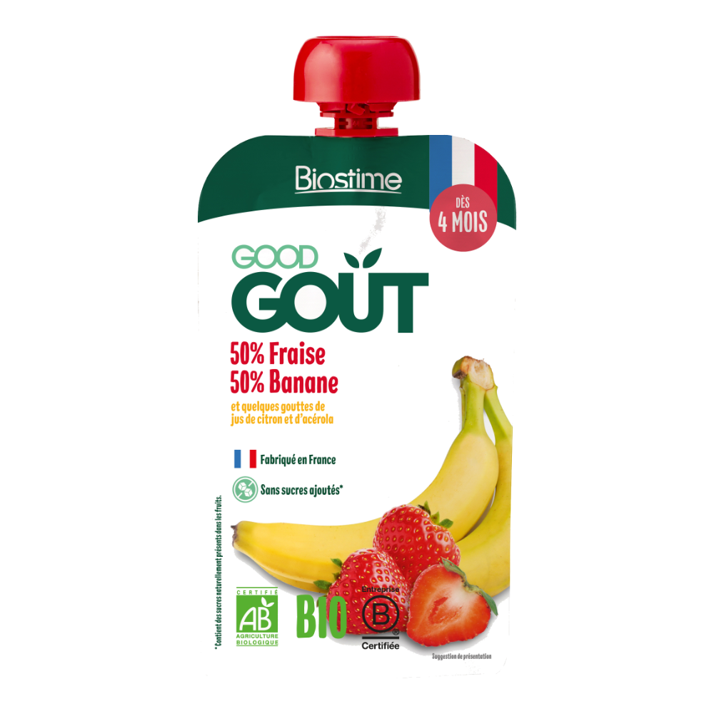 Gourde fraise banane bio (dès 4 mois) - 120g