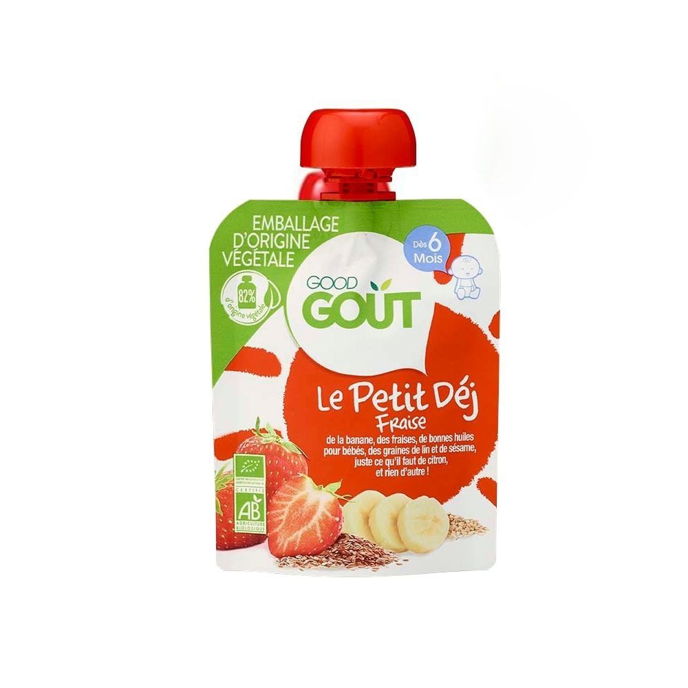 Gourde petit déj fraise bio