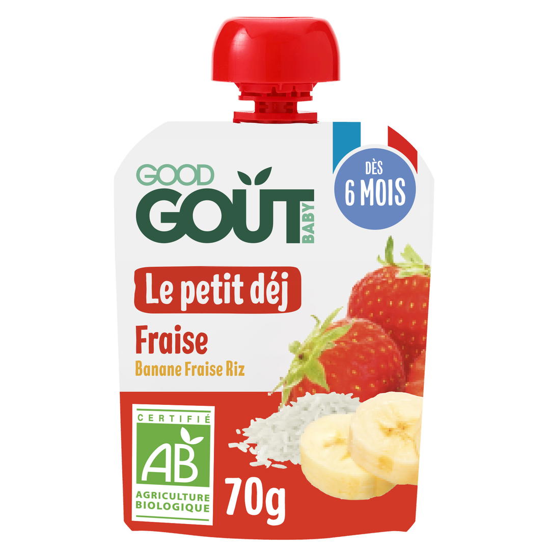 Gourde petit déj fraise bio