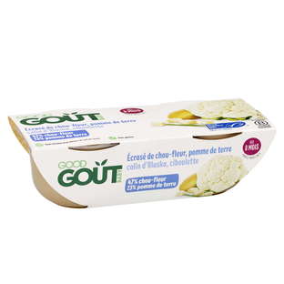 Menu midi - Écrasé de chou-fleur, pomme de terre et colin d'Alaska Bio (dès 8 mois) - 2x190g