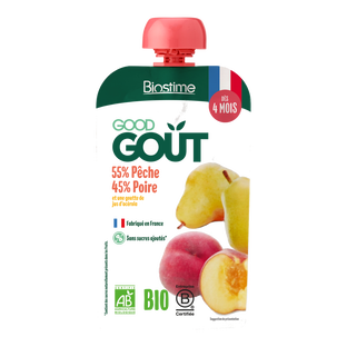 Gourde pêche poire bio (dès 4 mois) - 120g