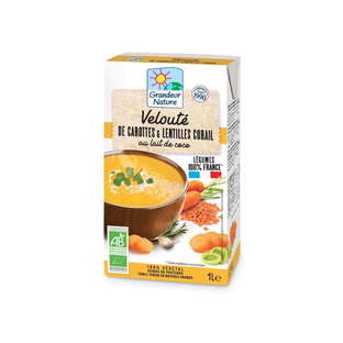 Velouté de carottes et lentilles corail au lait de coco bio