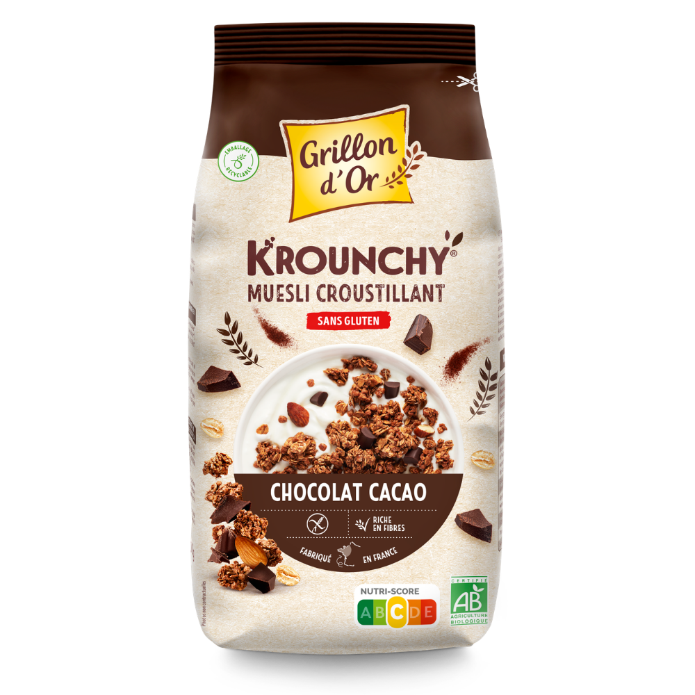 Krounchy chocolat cacao sans gluten bio