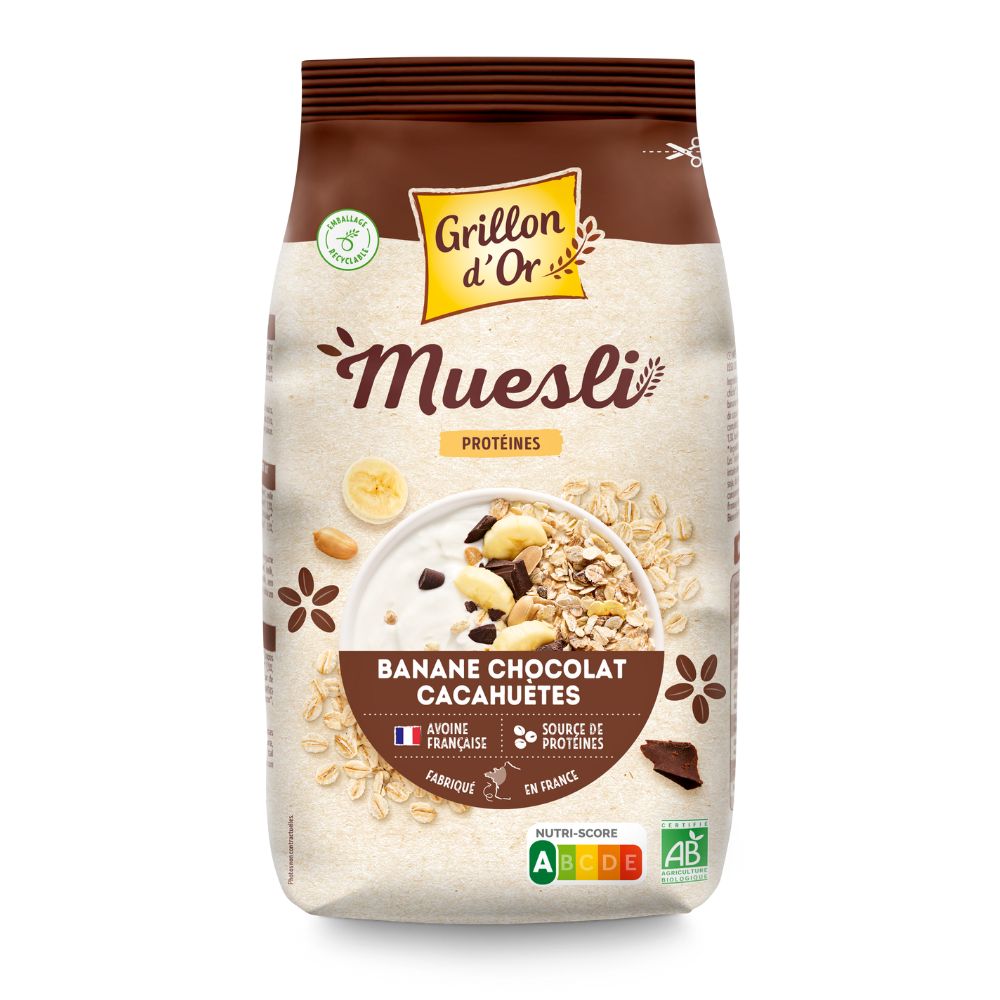Muesli Protéiné Banane Chocolat Cacahuète Bio Grillon D'Or