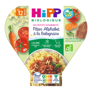 Assiette midi pâtes alphabet à la bolognaise bio (dès 12 mois)