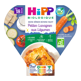 Assiette soir petites lasagnes aux légumes bio (dès 18 mois)
