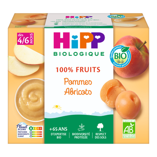 Coupelles pommes abricots bio (dès 4/6 mois) - 4x100g