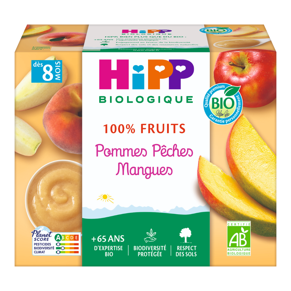Purée pommes pêches mangues bio (dès 8 mois) - 4x100g