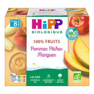 Purée pommes pêches mangues bio (dès 8 mois) - 4x100g