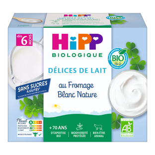 Délices de lait fromage blanc nature sucré bio (dès 6 mois) - 4x100g