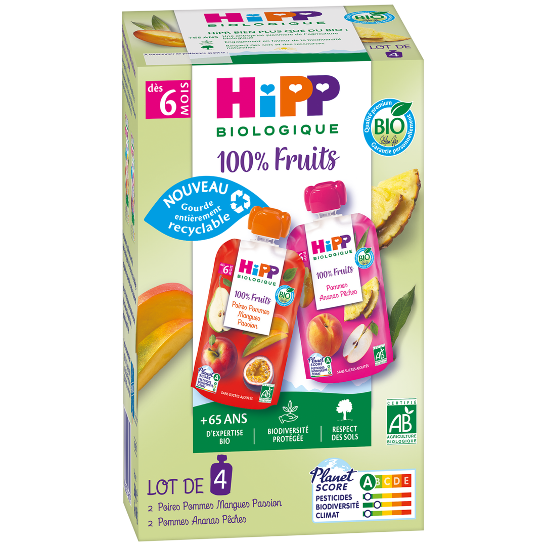 Gourdes 100% Fruits 2 variétés  Dès 6 mois Bio