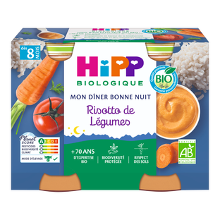 Petits pots soir risotto de légumes bio (dès 8 mois) - 2x190g