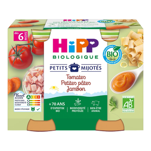 Petits pots midi tomates petites pâtes jambon bio (dès 6 mois) - 2x190g