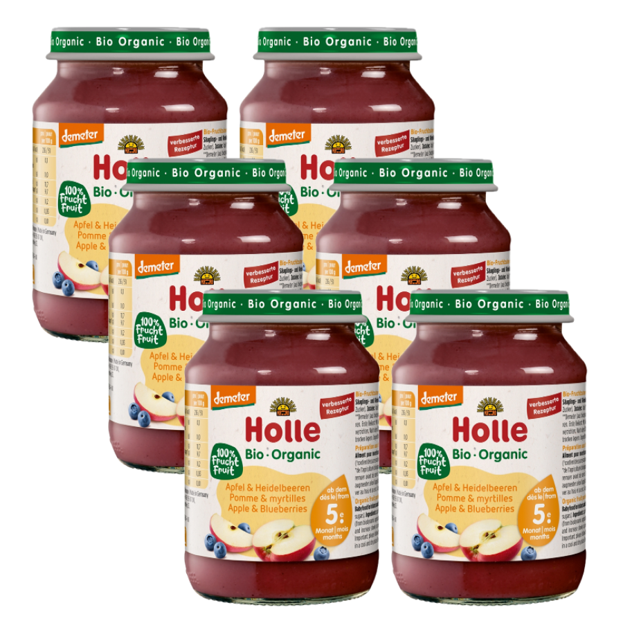Bio Babybrei Apfel & Heidelbeeren, Karton 6 Stk.
