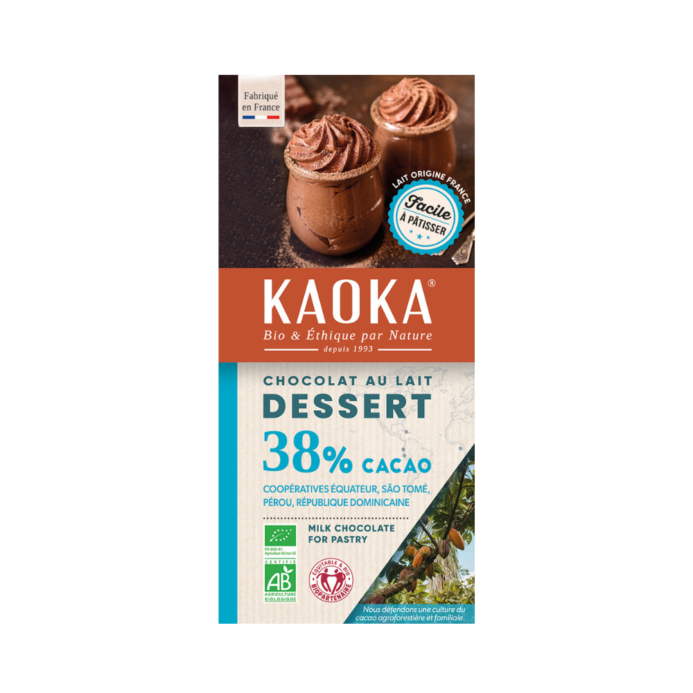 Chocolat au lait pâtissier 38% bio et équitable