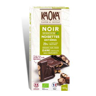 Tablette gourmande chocolat noir (66%) noisettes entières bio et équitable