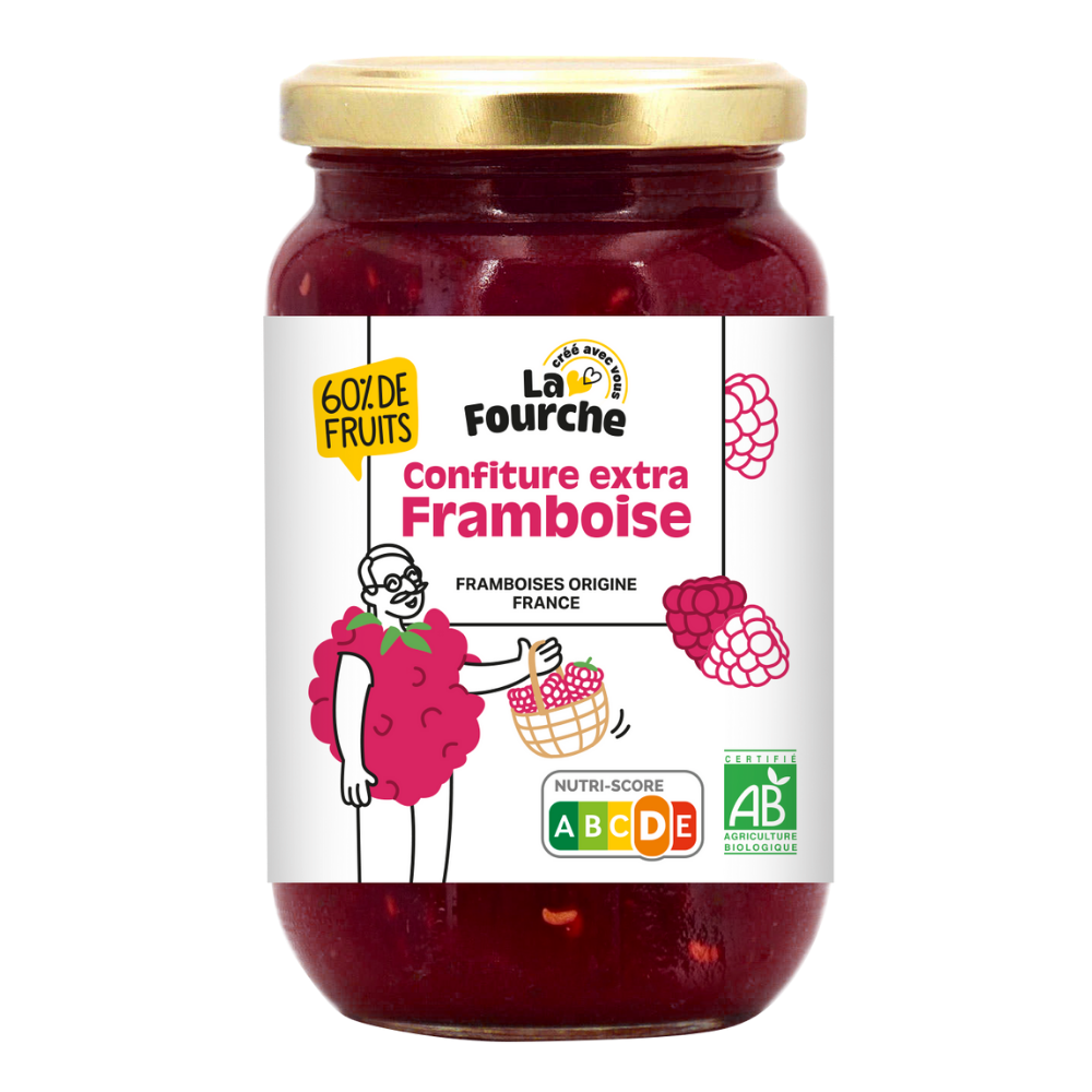 Confiture extra de framboise bio origine France