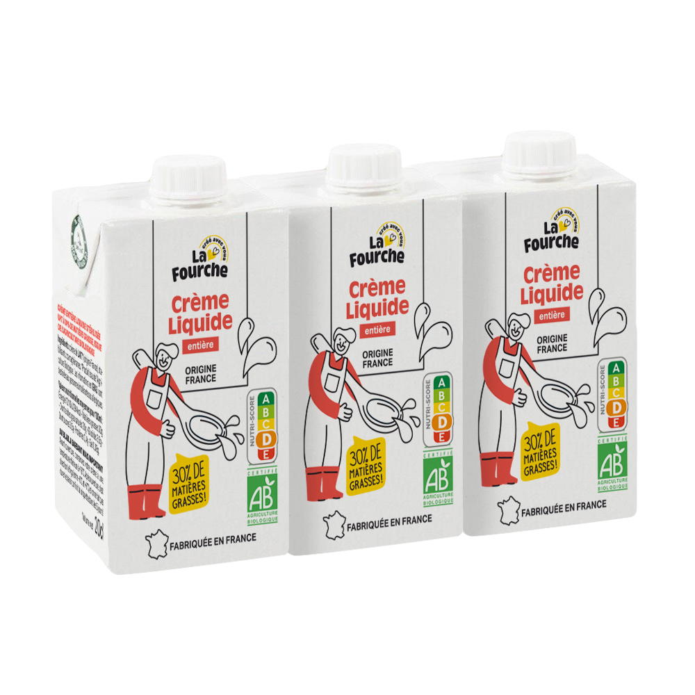 Crème entière liquide bio - 3x20cl