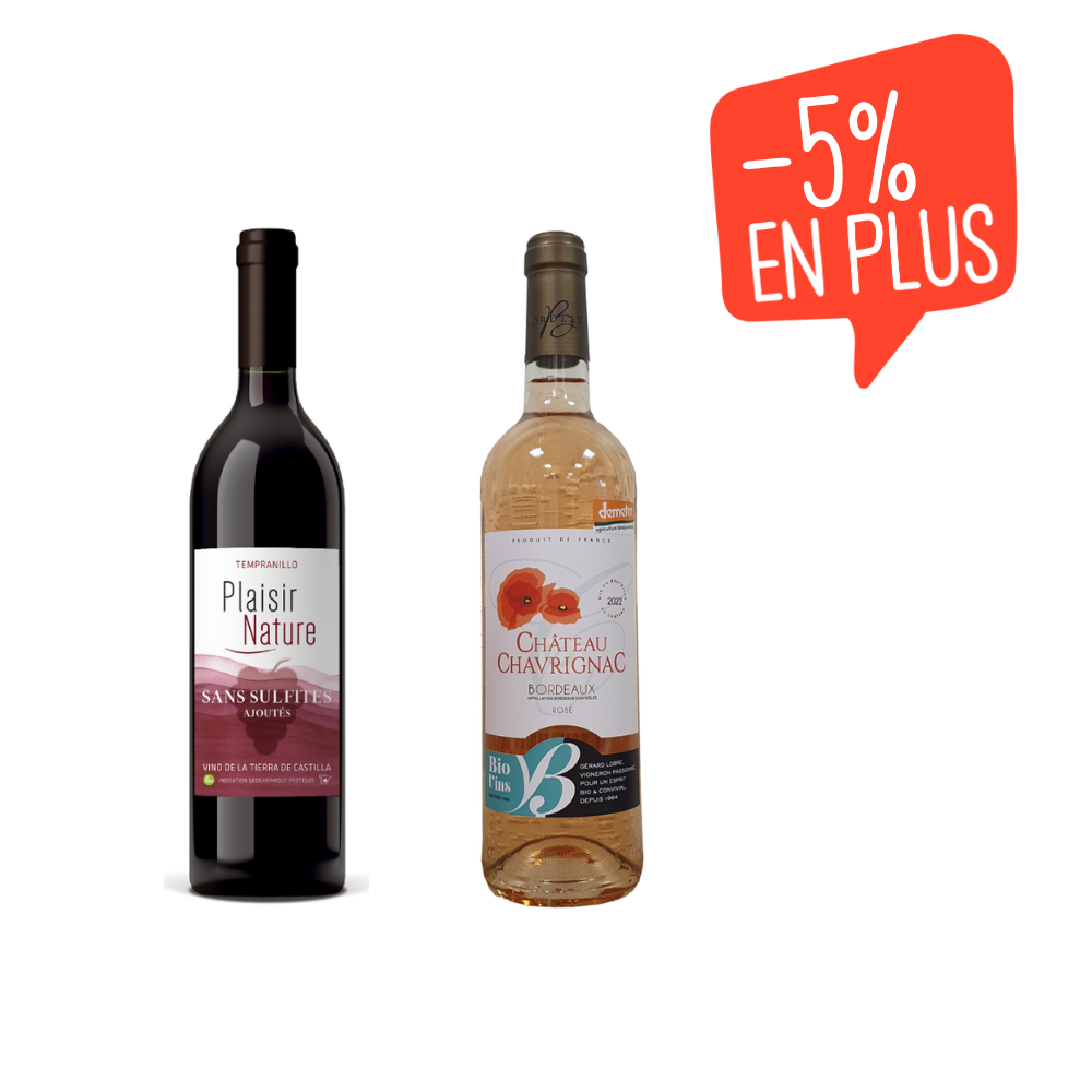 Duo vin rouge et rosé bio