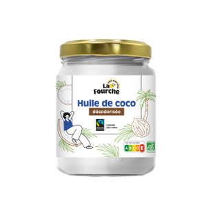 Huile de coco désodorisée bio et équitable
