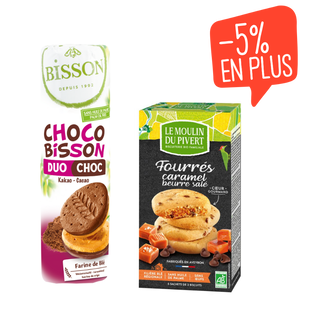 Lot cookies caramel bio et biscuits choco bio