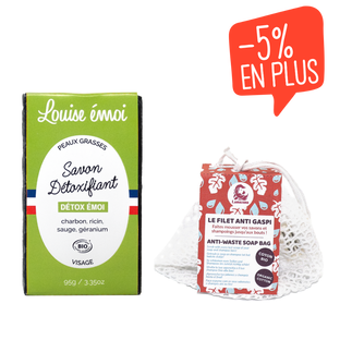 Lot Savon détox certifié Cosmos Organic et Filet chutes de savon