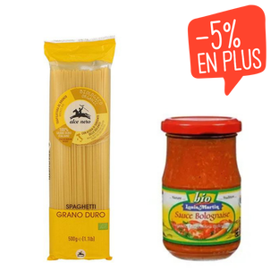 Lot spaghetti bio et sauce bolognaise bio