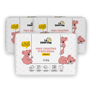 Pack de Couches françaises T4 (7 - 18 kg) avec matières d'origine naturelle x3 x 3