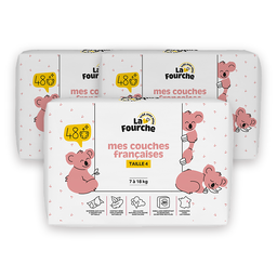 Pack de Couches françaises T4 (7 - 18 kg) avec matières d'origine naturelle x3 x 3