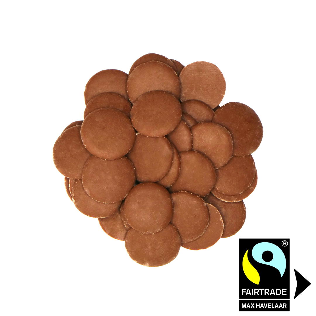 Palets de chocolat au lait 36% équitable et bio en sachet kraft