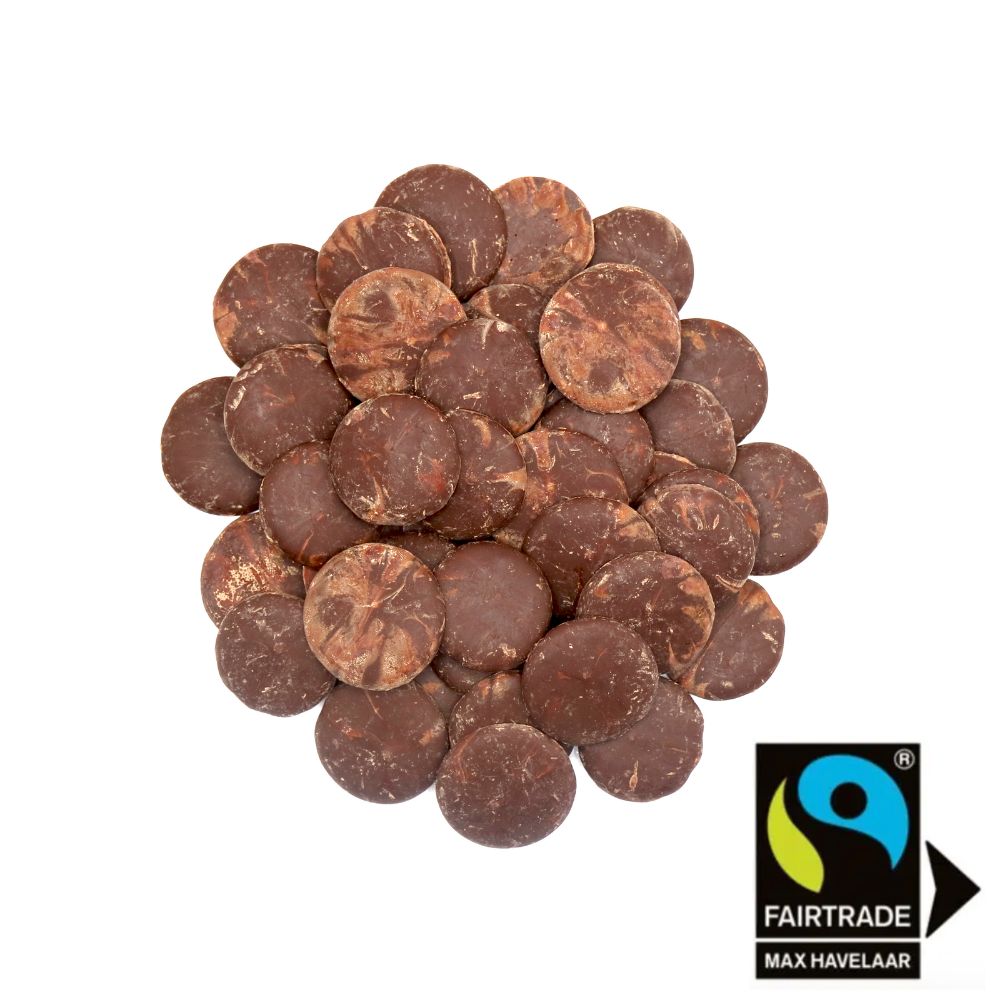 Palets de chocolat blanchi lait 39% équitable bio en sachet kraft