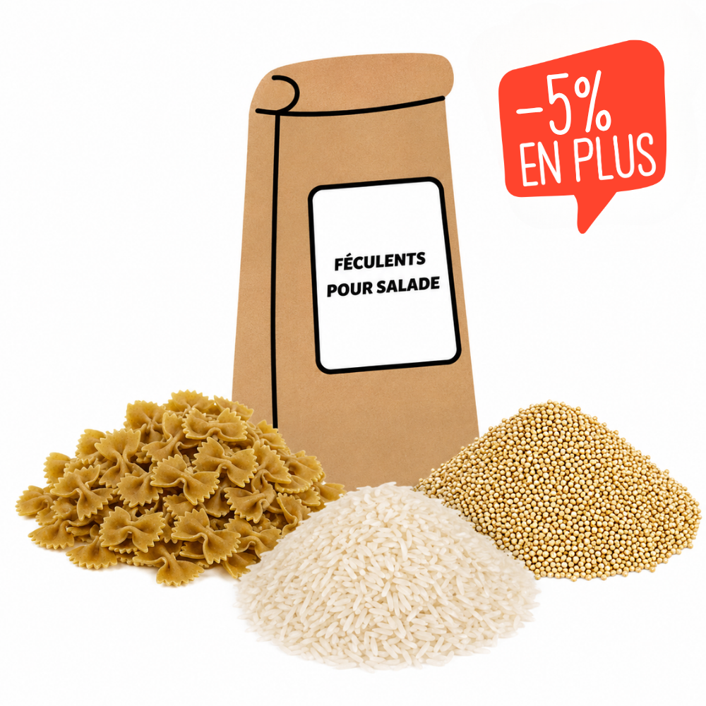 Féculents pour salade bio en sachet kraft - farfalles, riz & quinoa