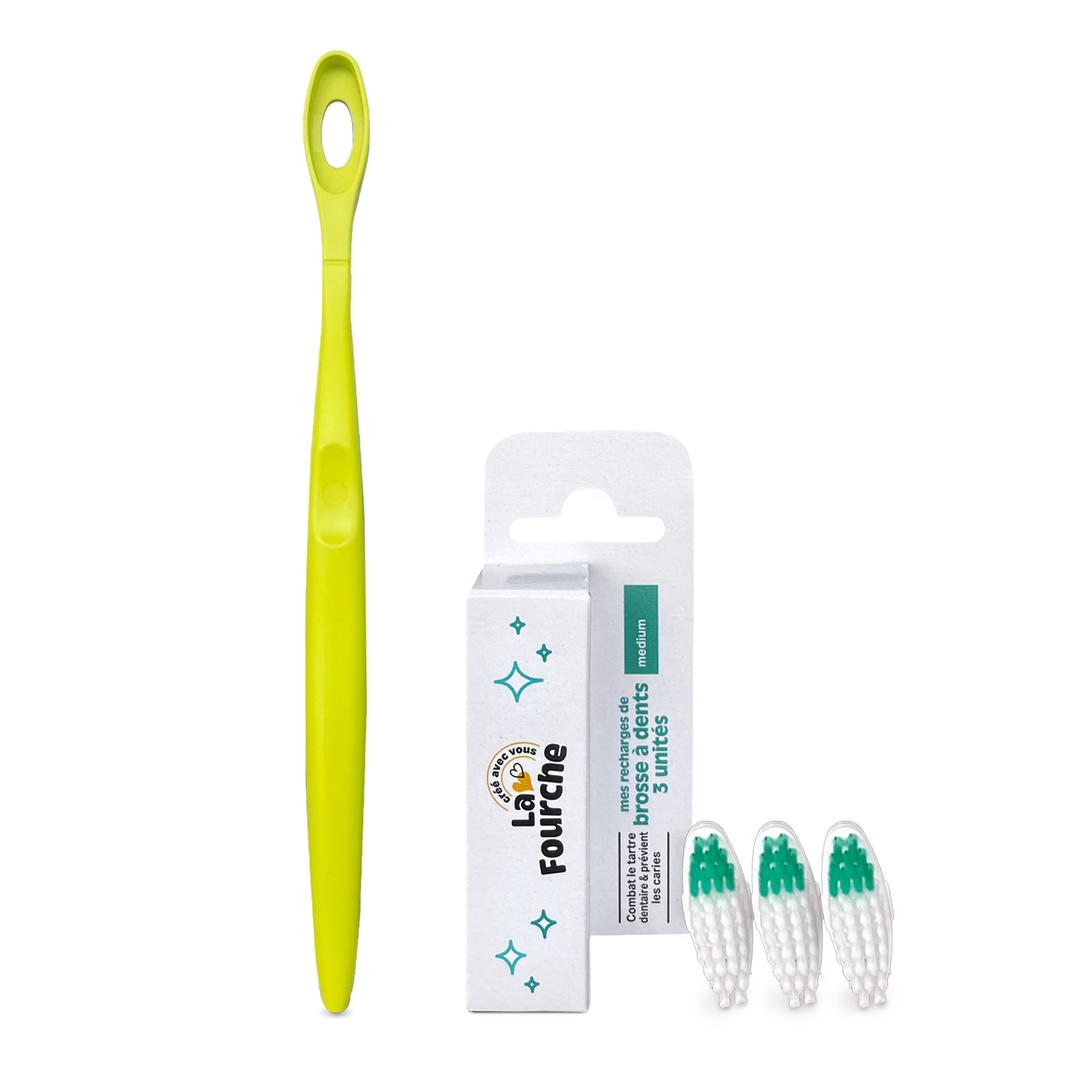 Panier brosse à dents rechargeable medium et manche vert